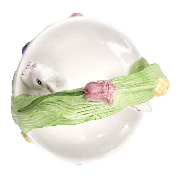 Vintage Easter Bunny Basket Flower Garden Candy Dish Whimsical Spring Garden by - Picture 5 of 8